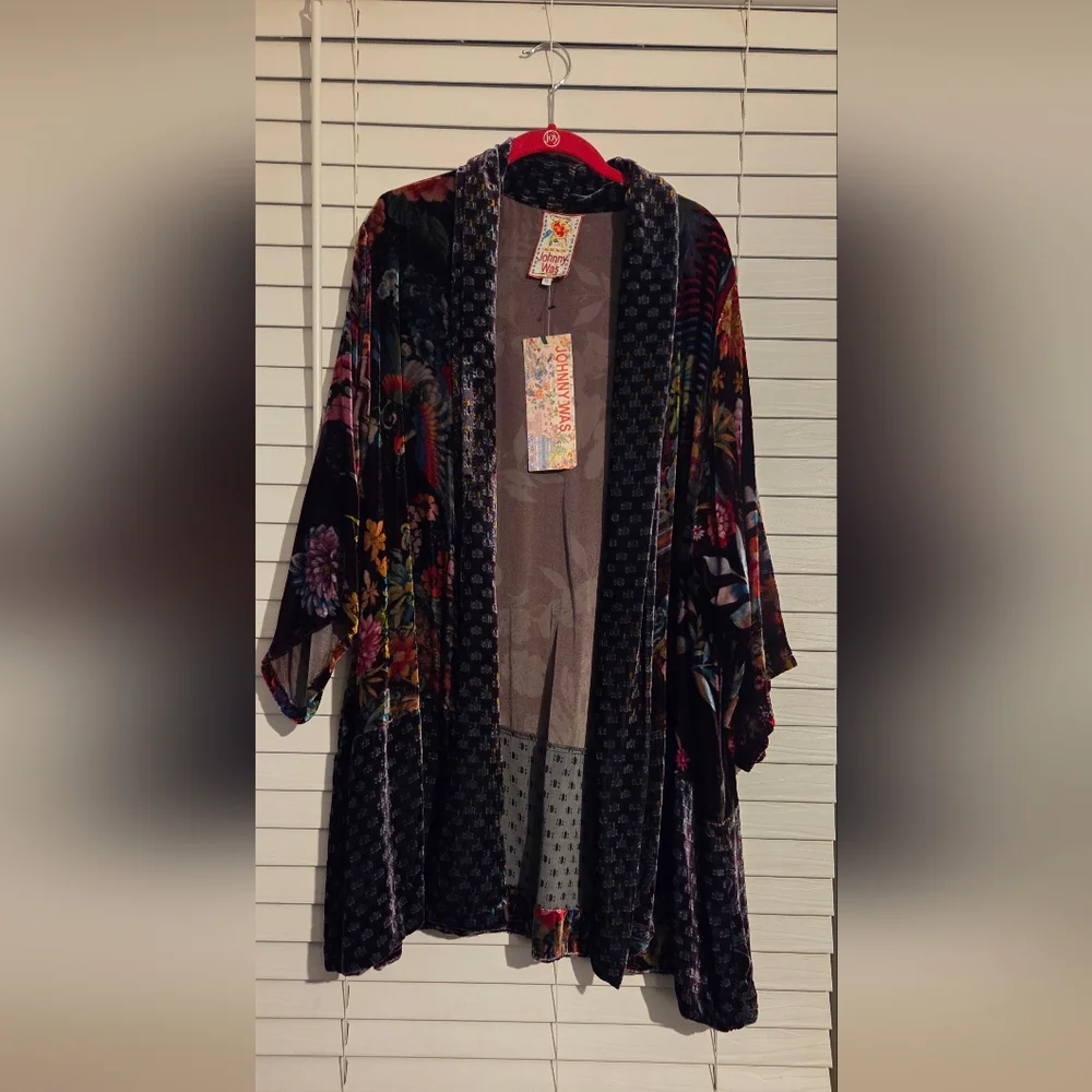 NWT Johnny Was Plus Size Boho Dream Multiprint Velvet Silk Kimono Size 1X